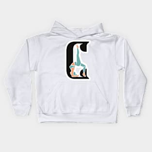 Sports yoga women in letter C Sticker design vector illustration. Alphabet letter icon concept. Sports young women doing yoga exercises with letter C sticker design logo icons. Kids Hoodie